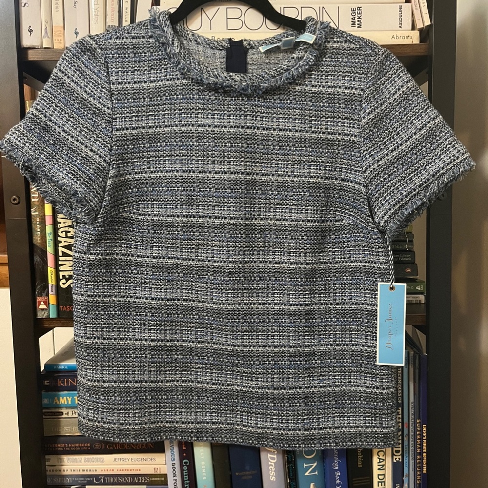 Draper James Bluebell Tweed Top Shirt Size 6 NWT